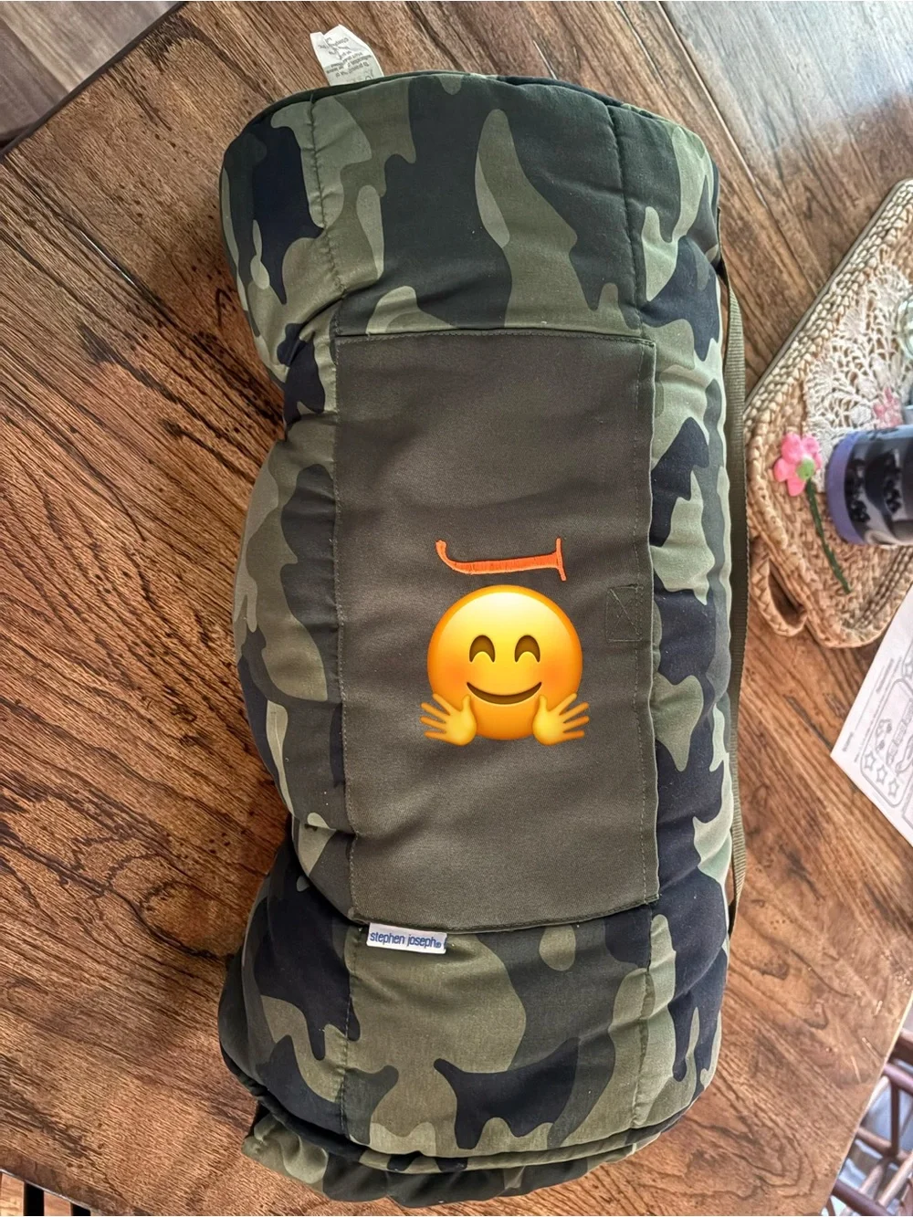 Kids camo nap mat with pillow and blanket